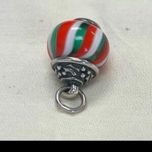 Retired James Avery Holly Christmas Glass Bead